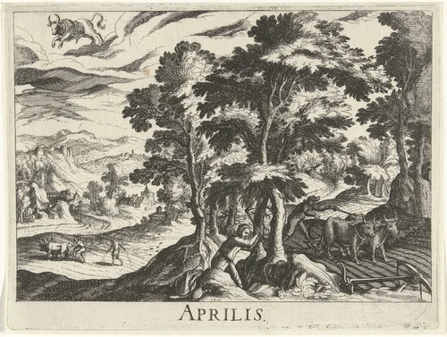 April by Simon Frisius, print, 1611
