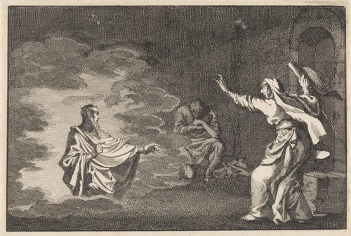 Saul bij de heks van Endor by Jan Luyken, print, 1704