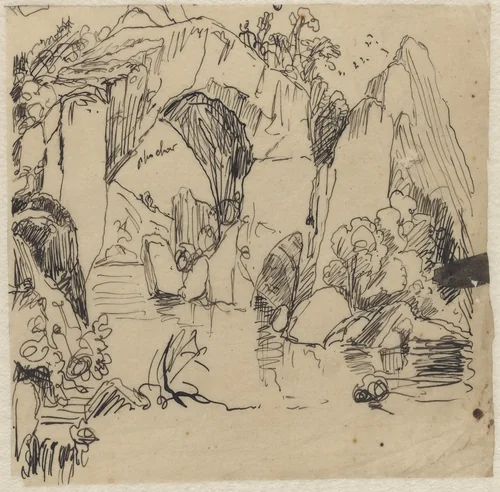 Landscape by Rodolphe Bresdin, drawing, 1858