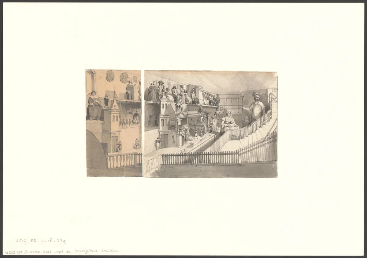 Interieur van de Beeldenzaal in het Oude Doolhof by Willem Hekking jr., drawing, 1835-1904