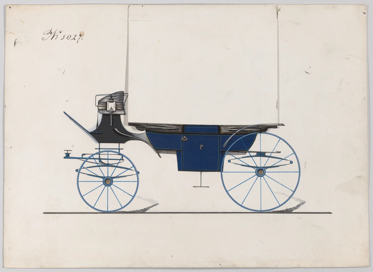 Design for Landau, No. 3027 by Brewster & Co., drawing, 1874