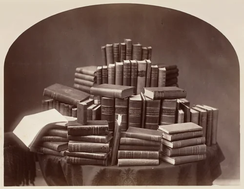 [Still Life with Books] by William Notman, photograph, 1870-1889