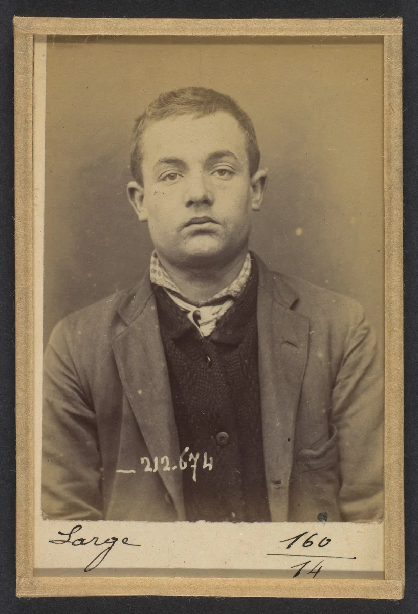 Large. Etienne, Louis. 20 ans, né le 1/1/74 à Lyon (Rhône). Tapissier. Anarchiste. 9/1/94. by Alphonse Bertillon, photograph, 1894