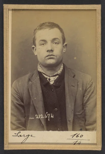 Large. Etienne, Louis. 20 ans, né le 1/1/74 à Lyon (Rhône). Tapissier. Anarchiste. 9/1/94. by Alphonse Bertillon, photograph, 1894