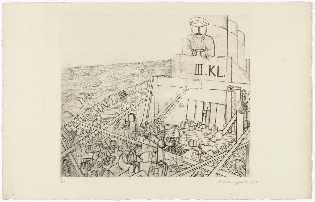 Third Class (Terceira classe) from the series Emigrants (Emigrantes) by Lasar Segall, print, 1928