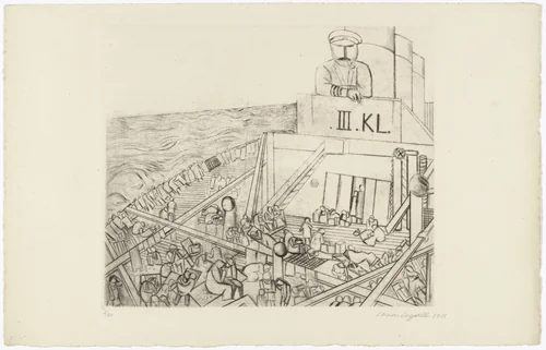 Third Class (Terceira classe) from the series Emigrants (Emigrantes) by Lasar Segall, print, 1928