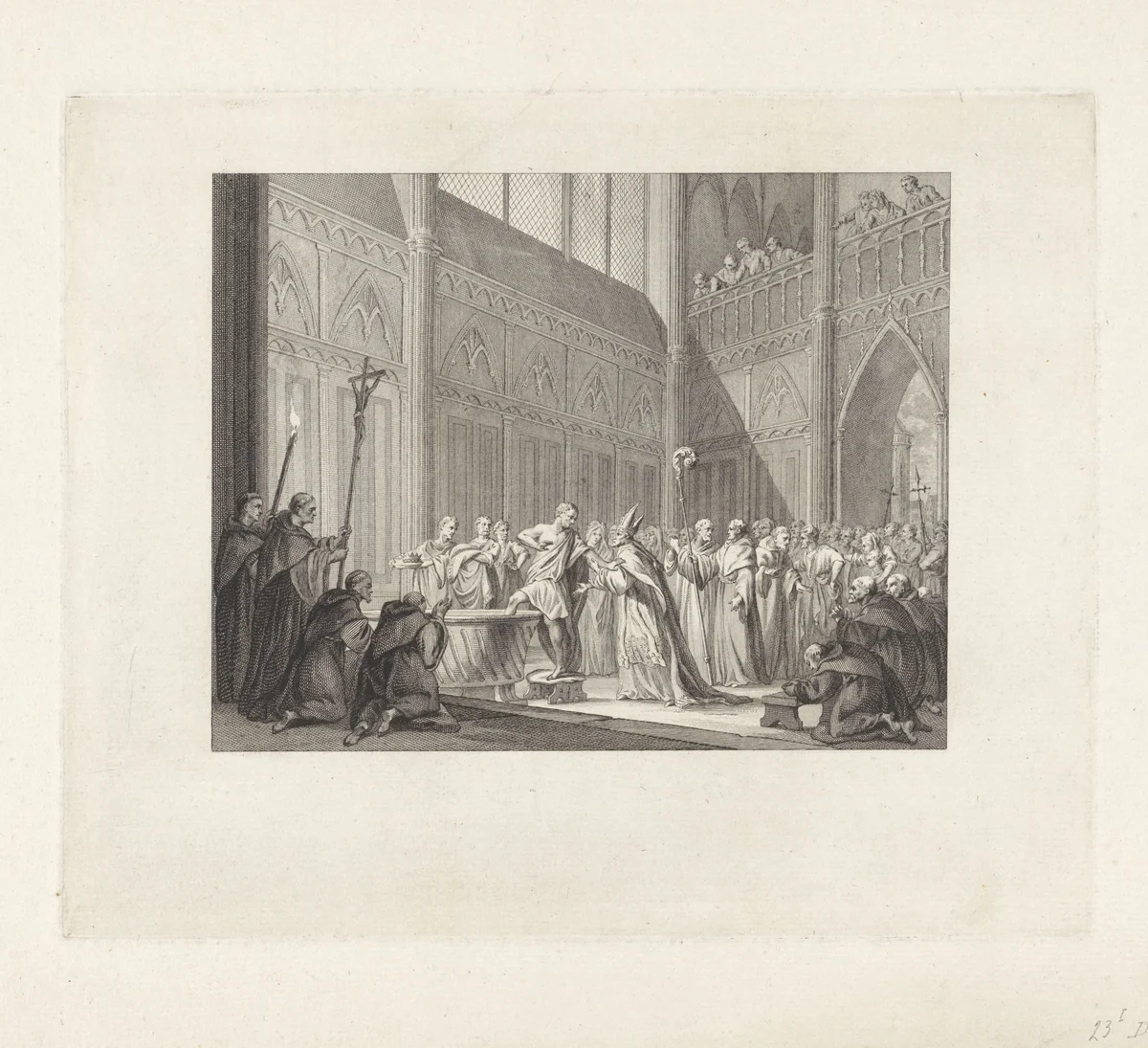 Radbod laat zich niet dopen, 719 by Reinier Vinkeles, print, 1776