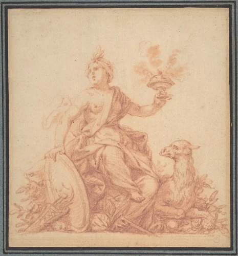 Allegory of Asia, from the Four Continents by anonymous, drawing, 1700-1799