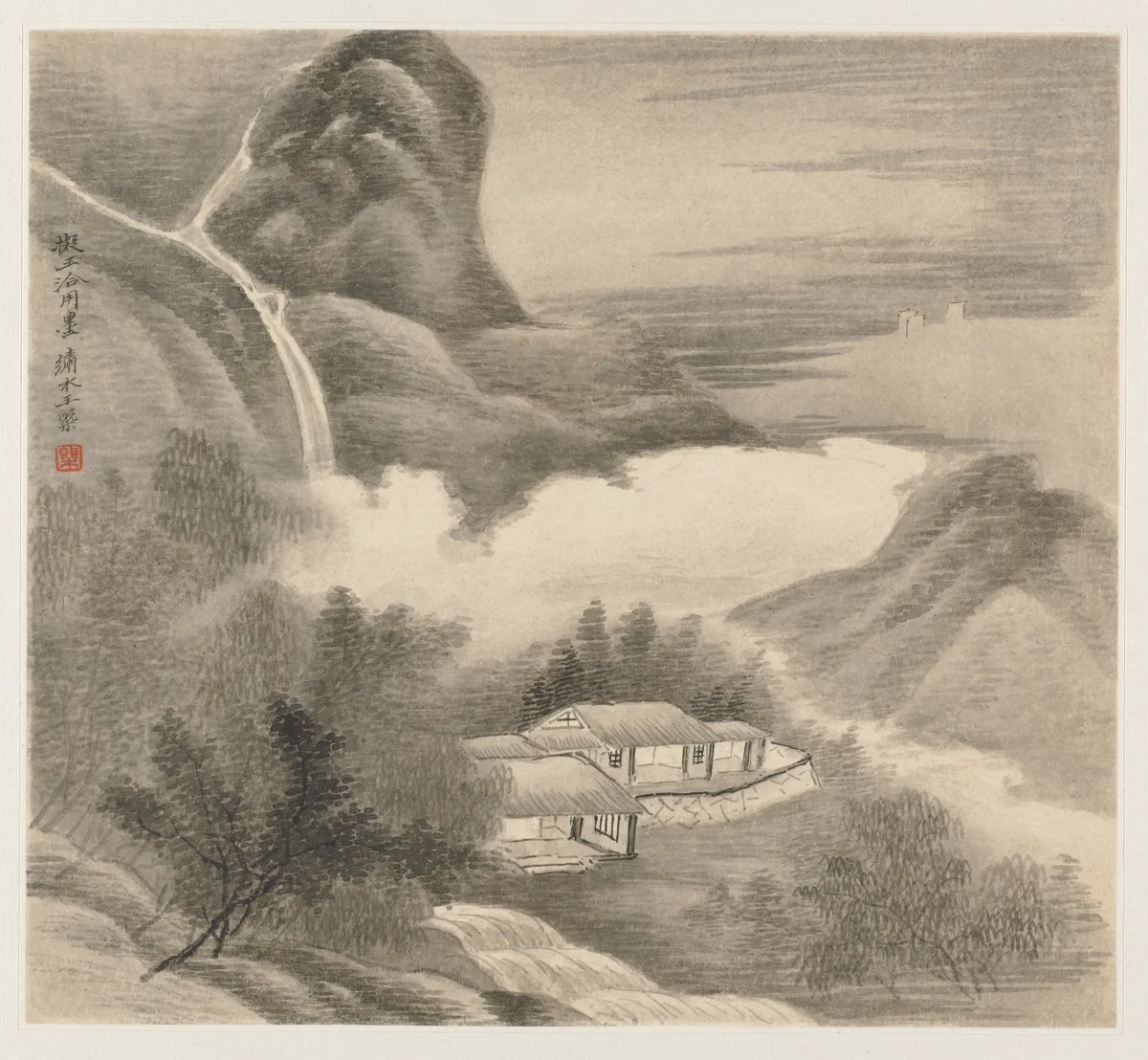 Album of Landscapes: Leaf 5 by Wang Gai (王槩), painting, 1677