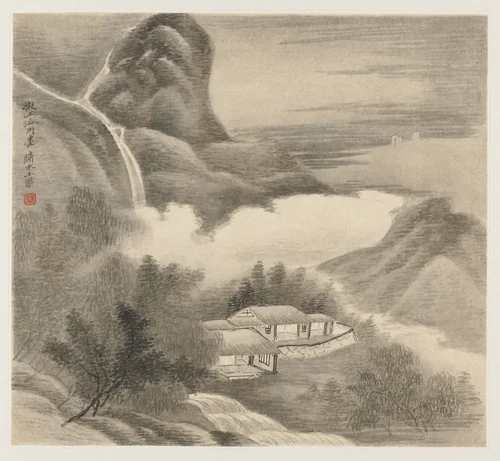 Album of Landscapes: Leaf 5 by Wang Gai (王槩), painting, 1677