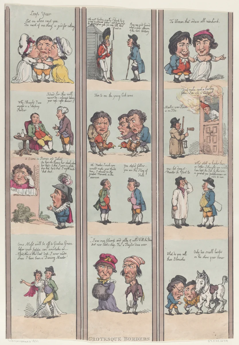 Grotesque Borders for Rooms & Halls by Thomas Rowlandson, print, 1800