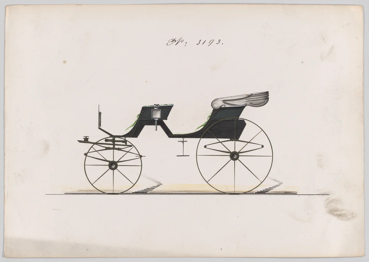 Design for Cabriolet Phaeton, no. 3193 by Brewster & Co., drawing, 1876