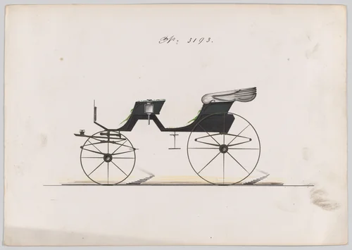 Design for Cabriolet Phaeton, no. 3193 by Brewster & Co., drawing, 1876