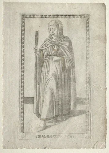 Grammar (from the Tarocchi, series C: Liberal Arts, #21) by Master of the E-Series Tarocchi, print, 1457-1467