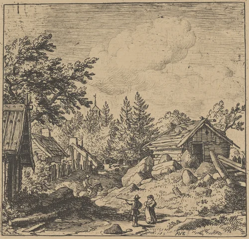 The Hamlet on Mountainous Ground by Allart van Everdingen, print, 1621-1675