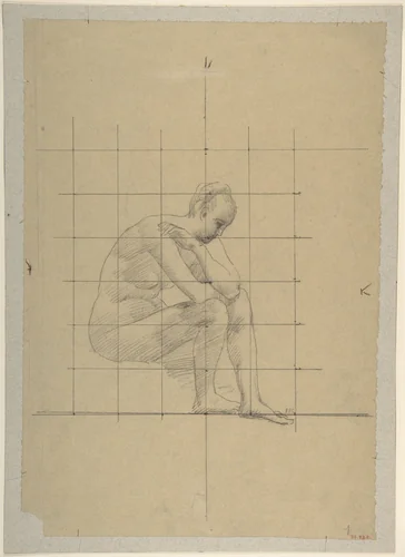 Seated Figure: Study for “A Vision of Antiquity” by Pierre Puvis de Chavannes, drawing, 1883-1885