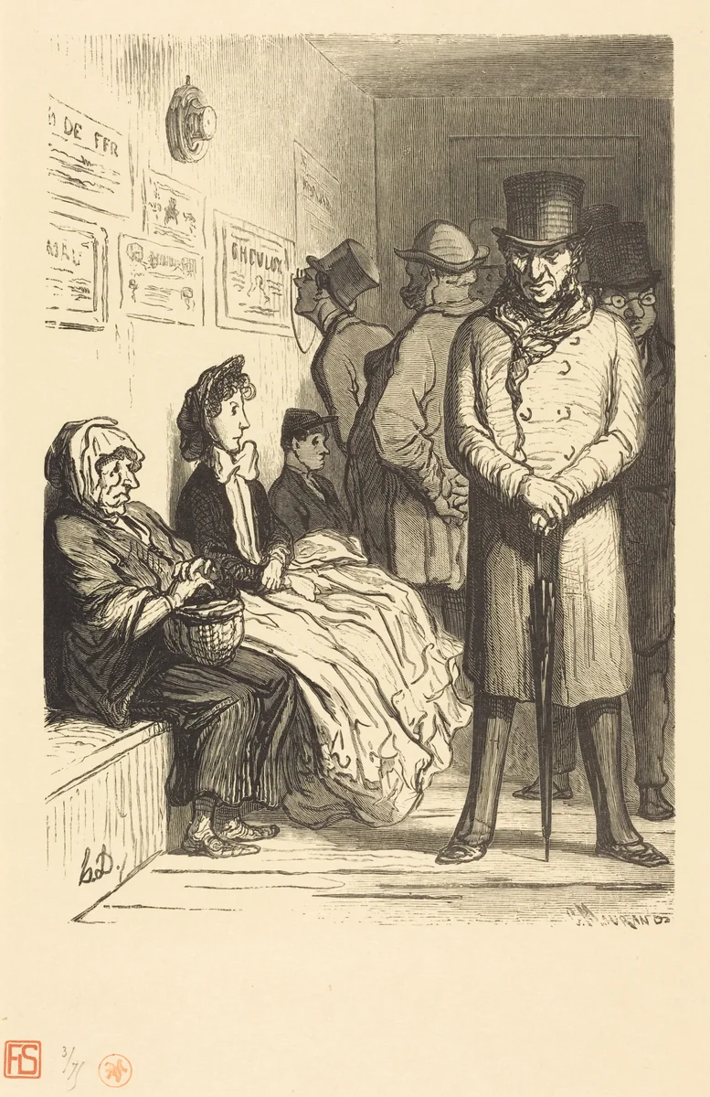 Un Bureau d'attente d'omnibus by Charles Maurand; Honoré Daumier, portfolio, 1862