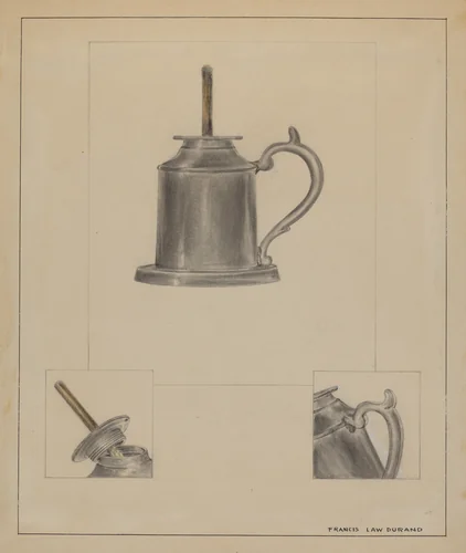 Pewter Fluid Lamp by Francis Law Durand, index of american design, 1936