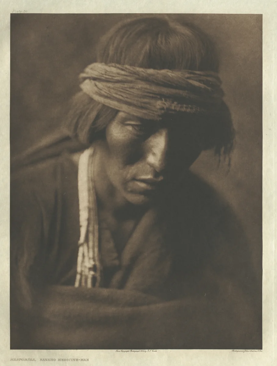 Portfolio I, Plate 35: Hastobíga-Navaho Medicine-Man by Edward Curtis, other, 1904