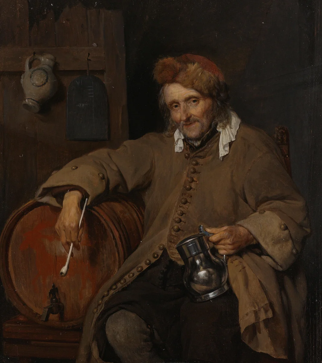 The Old Drinker by Gabriël Metsu, painting, 1661-1663