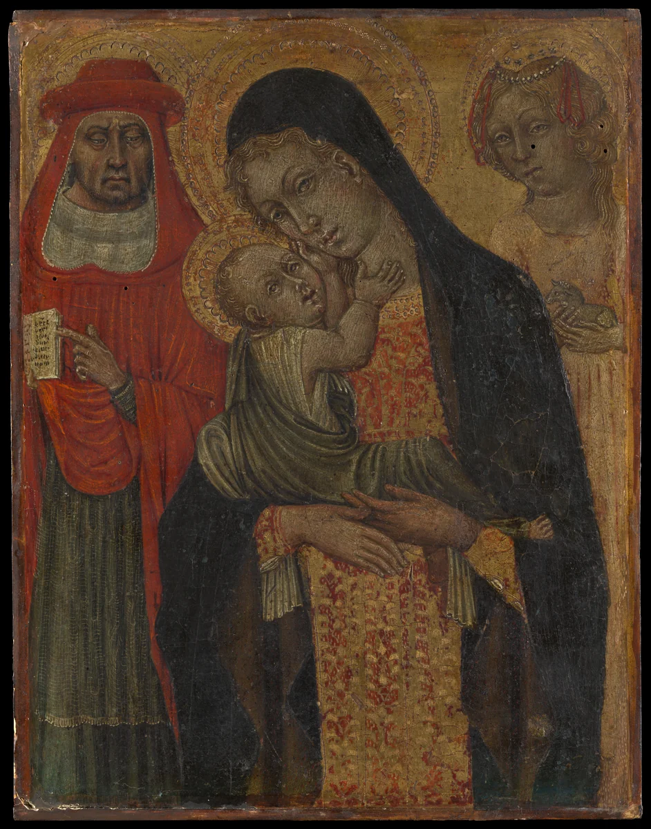 Madonna and Child with Saints Jerome and Agnes by Giovanni di Paolo, painting, 1462-1468