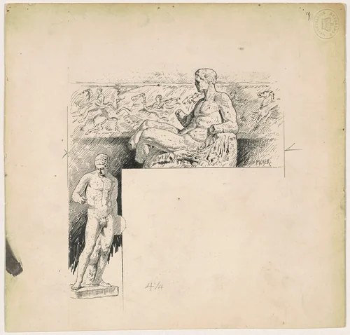 Casts from Antique Sculpture: The Parthenon by James Henry Moser, drawing, 1890-1891