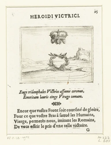 Een kroon en een lauwerkrans by Jacques Callot, print, 1625-1629