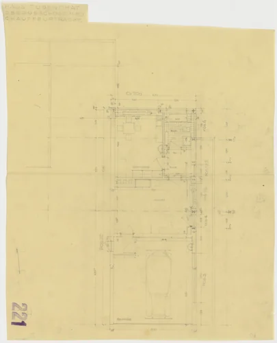Tugendhat House, Brno, Czech Republic (Upper floor, Chauffeur's wing. Wall dimensions. Plan.) by Ludwig Mies van der Rohe, mies van der rohe archive, 1928