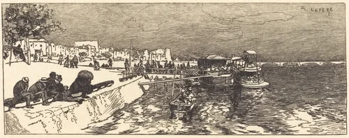 Pier at Bercy (Embarcadere a Bercy) by Auguste Lepère, print, 1890