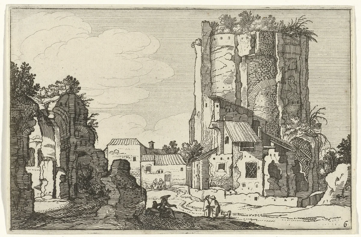 Twee ruïnes by anonymous, print, 1618
