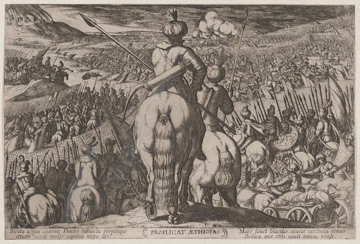 Plate 5: The Defeat of the Ethiopians, from "The Battles of the Old Testament" by Antonio Tempesta, print, 1585-1615