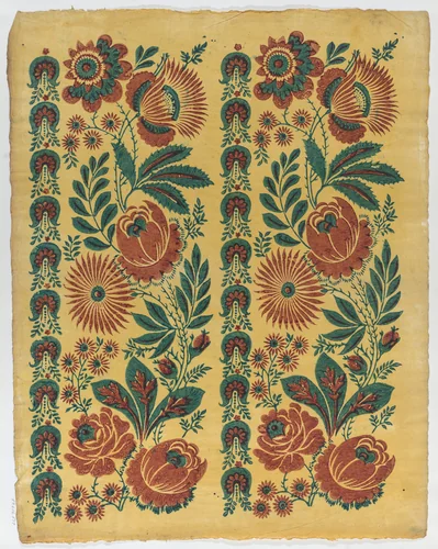 Sheet with two floral borders by anonymous, print, 1700-1800