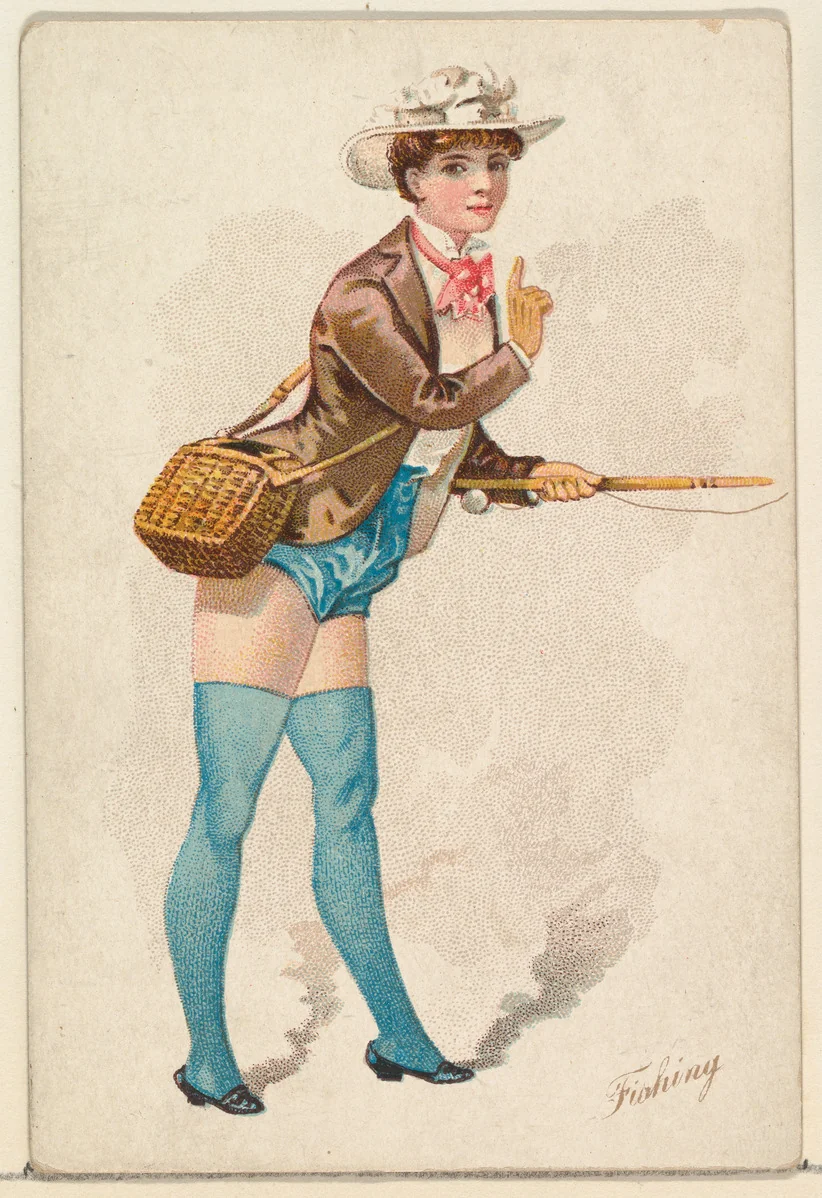 Fishing, from the Pretty Athletes series (N196) issued by Wm. S. Kimball & Co. by William S. Kimball & Company, print, 1889