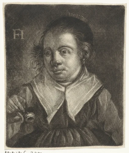 Meisje met een roos by Johannes de Groot, print, 1698-1776