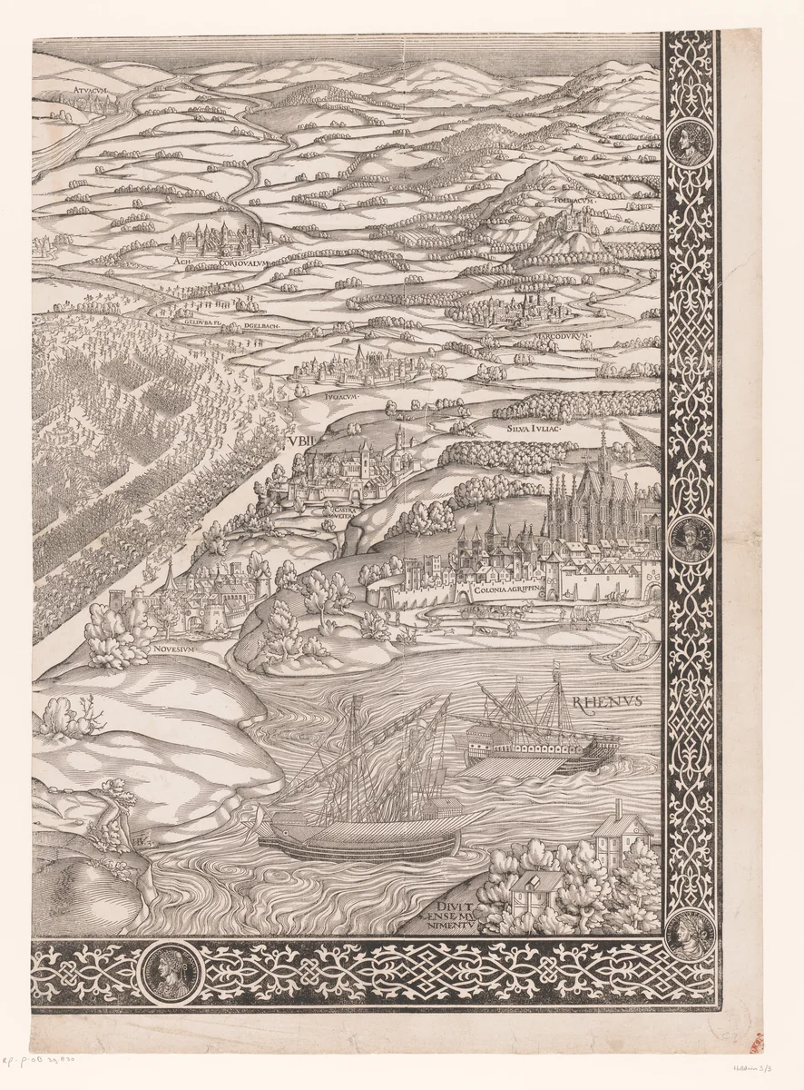 Stamboom van Frederik en Ottheinrich van Palts-Neuburg (plaat 3) by Monogrammist HVBV, print, 1535-1594