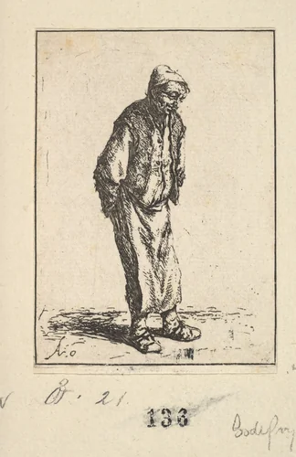 Peasant with Hands Behind his Back by Adriaen van Ostade, print, 1610-1685