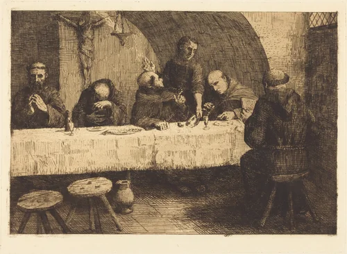 The Refectory (Le refectoire) by Alphonse Legros, print, 1837-1911