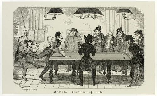 April - The Finishing Touch from George Cruikshank's Steel Etchings to The Comic Almanacks: 1835-1853 by George Cruikshank, print, 1840