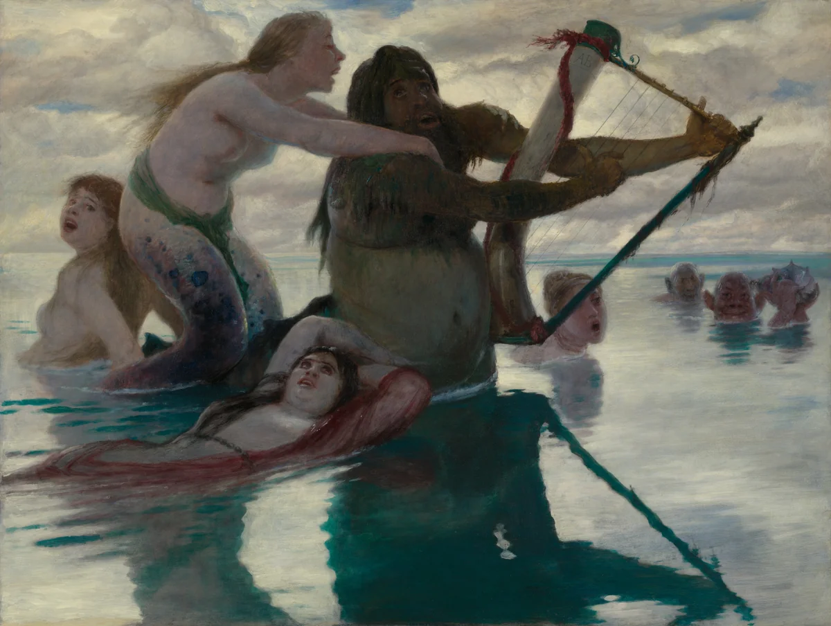 In the Sea by Arnold Böcklin, painting, 1883
