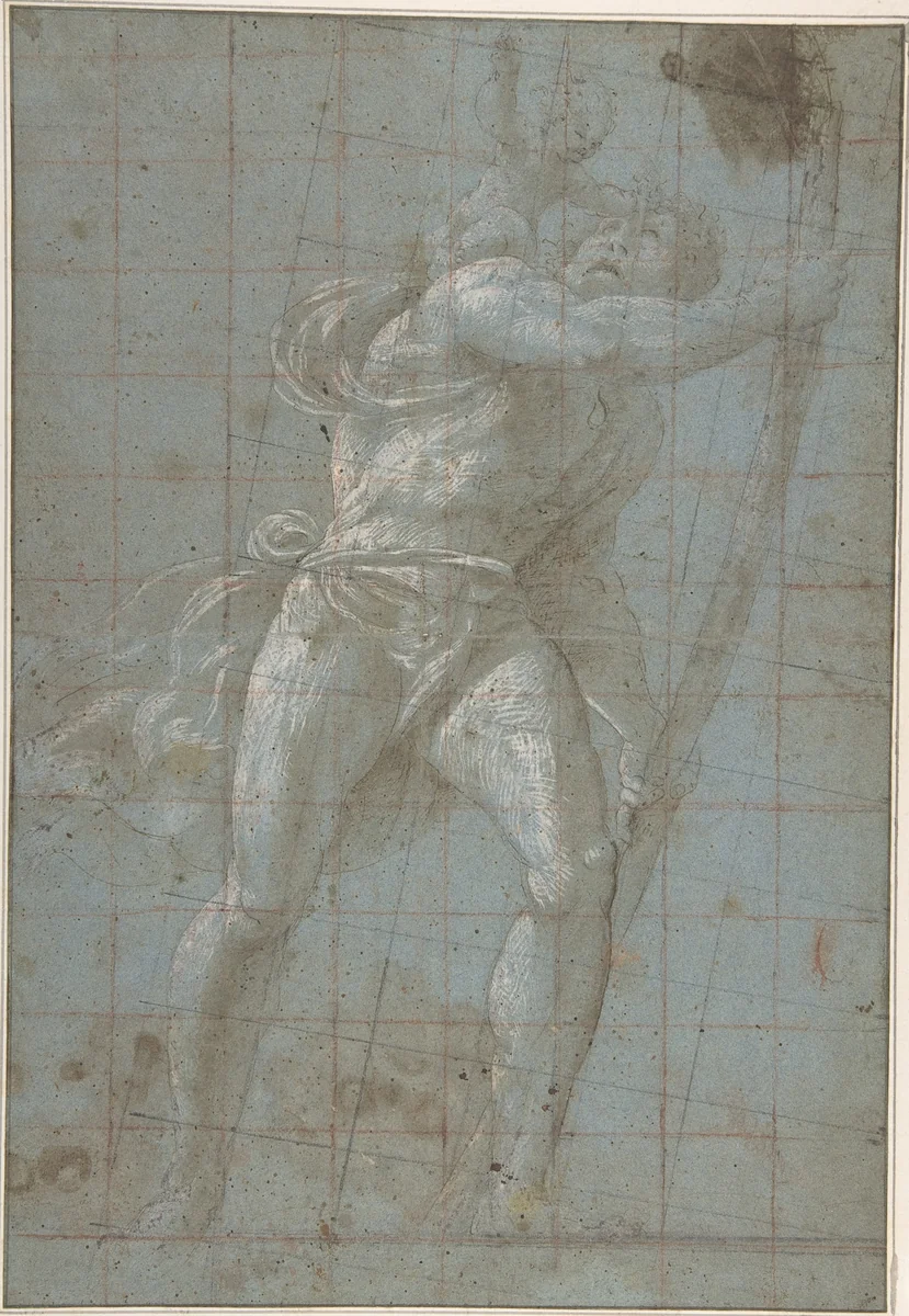 Saint Christopher Bearing the Christ Child by Giovanni Antonio da Pordenone, drawing, 1484-1539