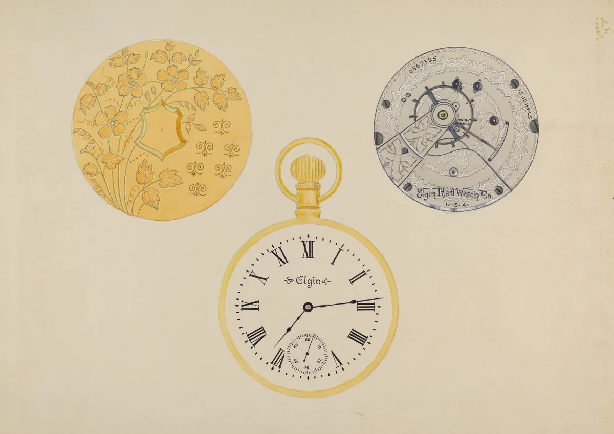 Gold Watch Frame and Case by Harry G. Alexander, index of american design, 1936