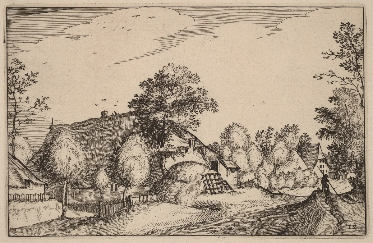 Village Road by Claes Jansz Visscher, print, 1586-1652