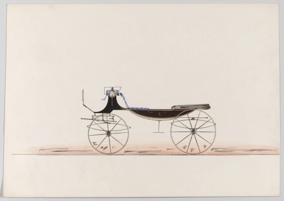 Design for Vis-à-vis "Sociable" (unnumbered) by Brewster & Co., drawing, 1865-1875