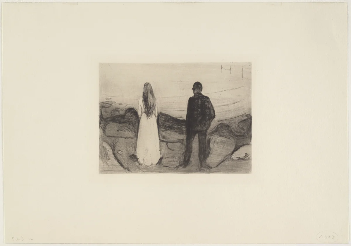 Two People. The Lonely Ones (To mennesker. De ensomme) by Edvard Munch, print, 1894