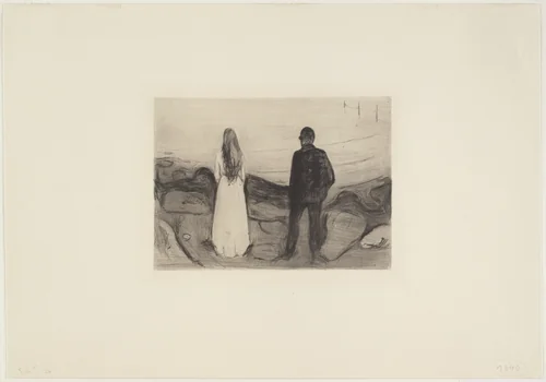 Two People. The Lonely Ones (To mennesker. De ensomme) by Edvard Munch, print, 1894