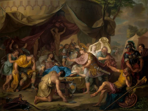 The Death of Epaminondas by Isaac Walraven, painting, 1726