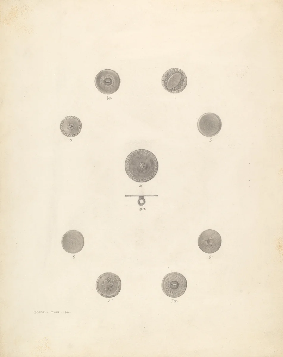 Buttons by Dorothy Dwin, index of american design, 1941