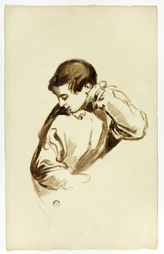 Boy Turning Sideways, Half-Length by Thomas Jones Barker, drawing, 1825-1835