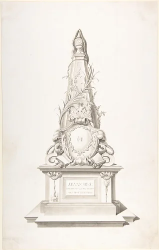 Pyramid monument for J.B. van Bree by G. Fock, drawing, 1857-1870