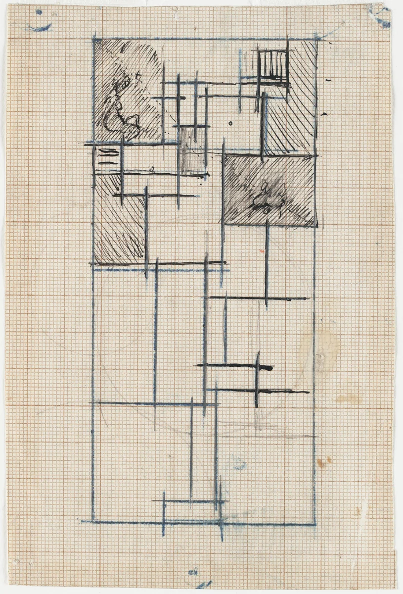 Study for Rhythm of a Russian Dance by Theo van Doesburg, drawing, 1917